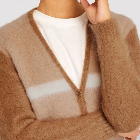 ❤️❤️❤️ MAJE Brushed Mohair-Blend Button-Up Brown Cardigan, size S❤️❤️❤️ - Picture 3 of 10